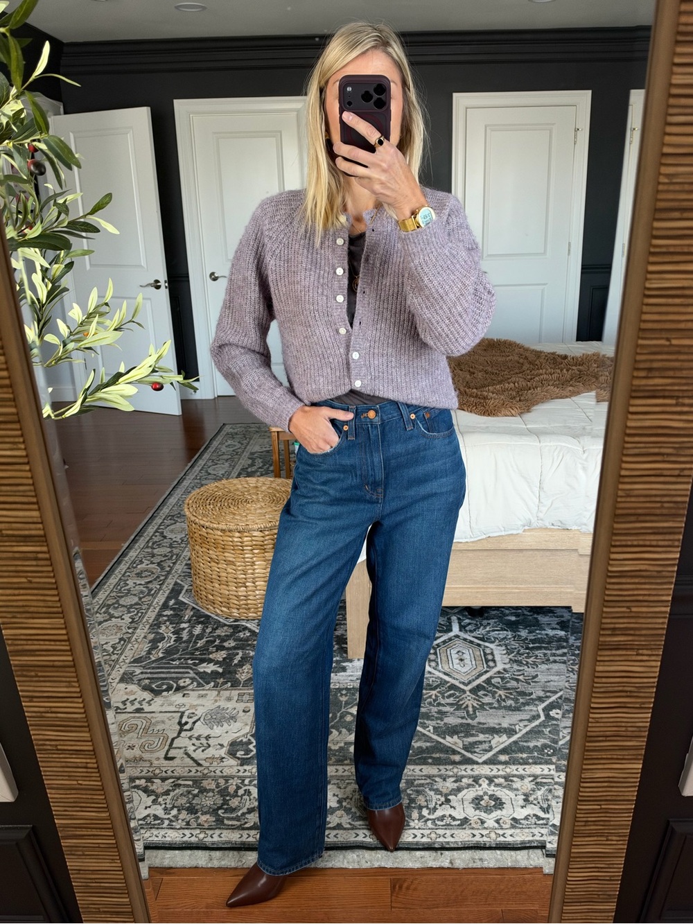 Madewell Baggy Straight Jeans in Dark Worn Indigo Wash size 24